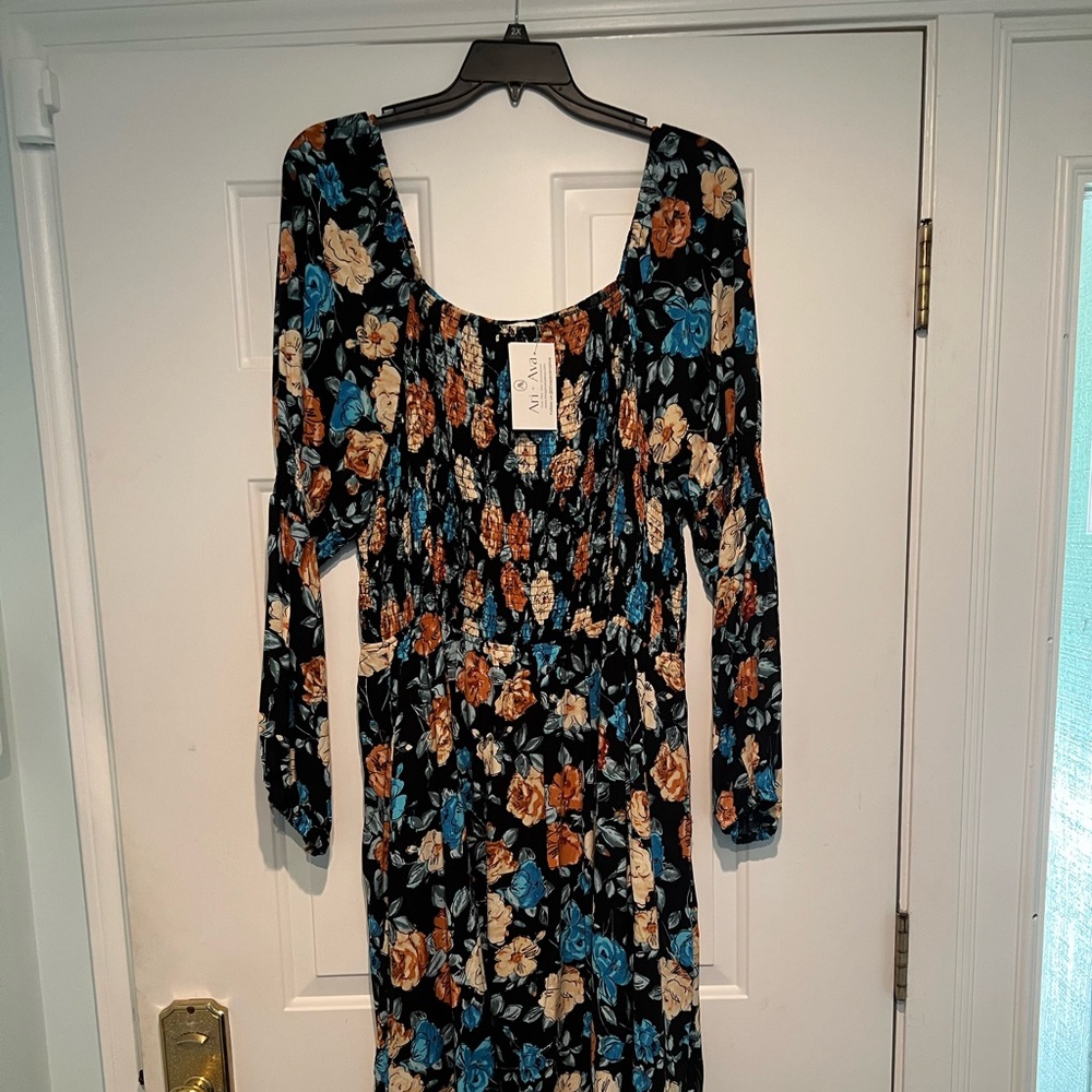 Calista long sleeve smocked short dress